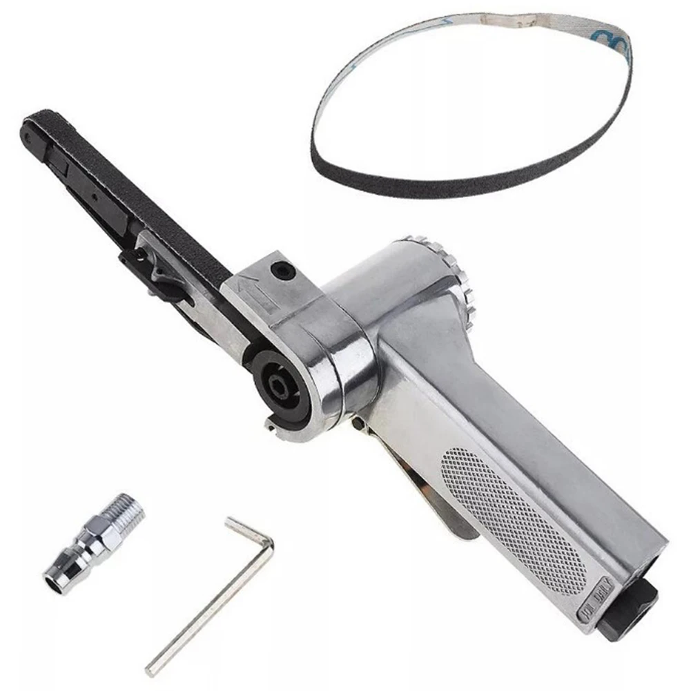 3/8 Inch Air Belt Sander Heavy Duty Pneumatic Sanding Buffing Tools 16000RPM Sanding Pneumatic Tool with Sanding Belts