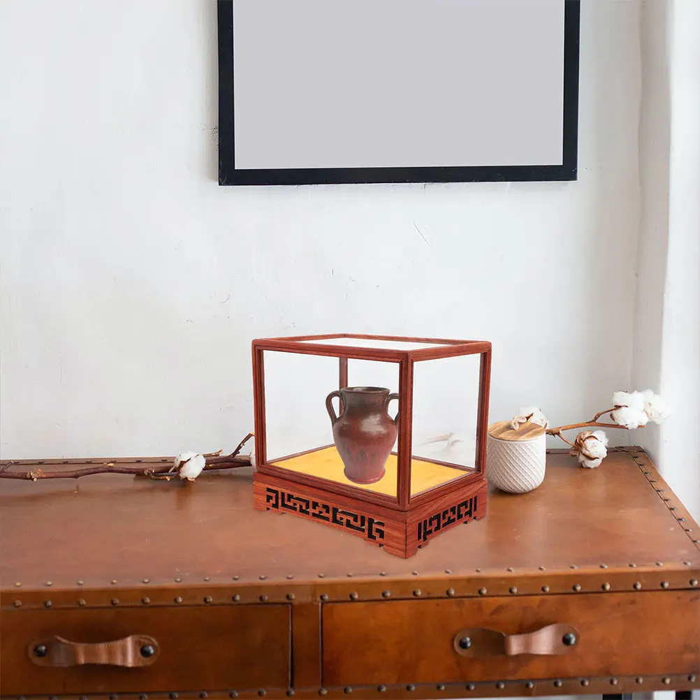 

Glass Figurine Holder 19x14x14cm Dust-proof Display Cabinet Vase Case Storage Box Home Decor Transparent Craft Model