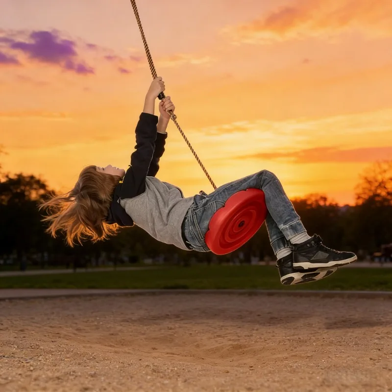 Balançoire d'arbre à disque robuste avec plates-formes, siège de balançoire rond, équipement de jeu en plein air, ensemble de jeu facile à monter soi-même, cadeaux supplémentaires et idéaux