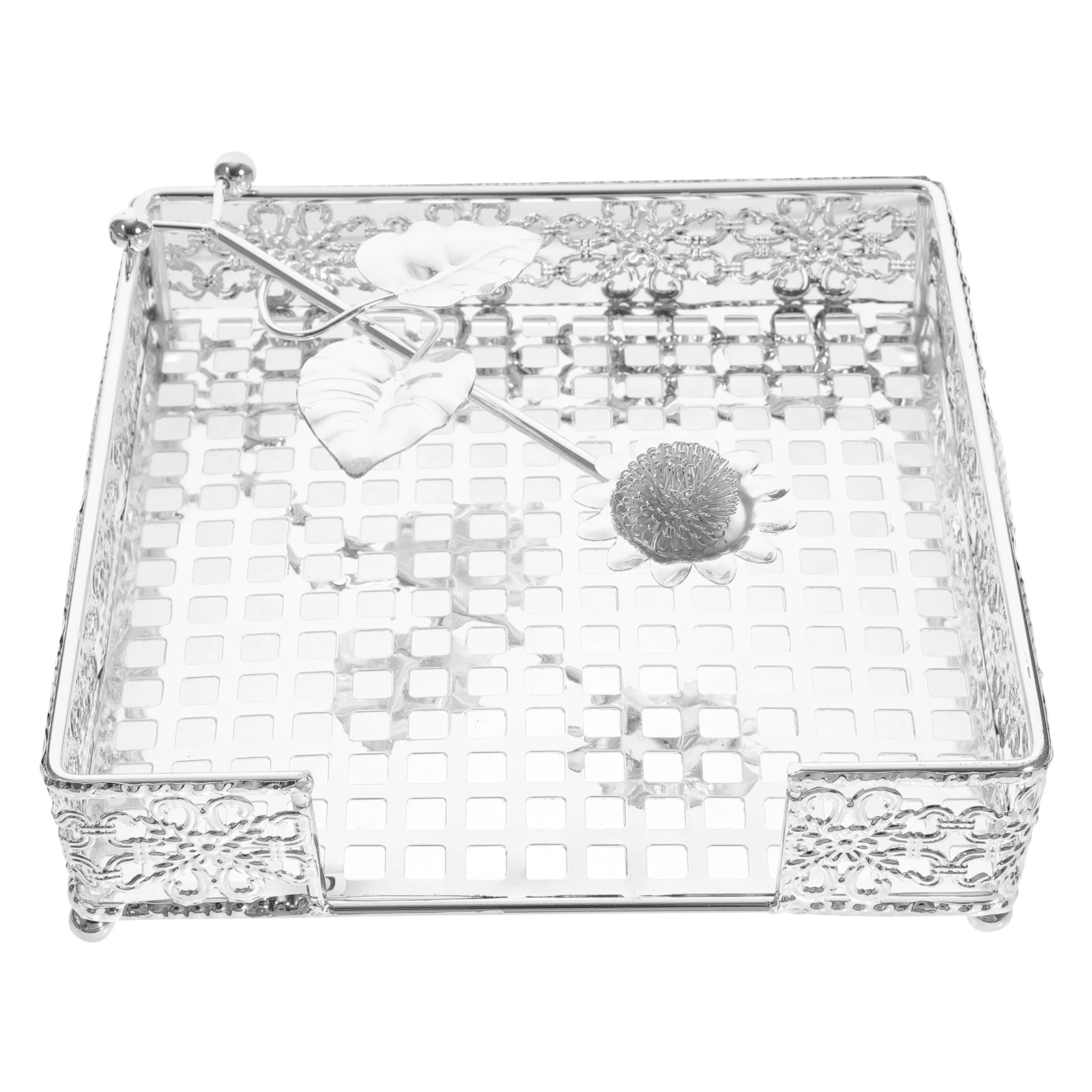 

Vintage 1Pc Napkin Holder Silver Plated Iron Home Decor Bathroom Napkins Dispenser for Kitchen Party Banquet
