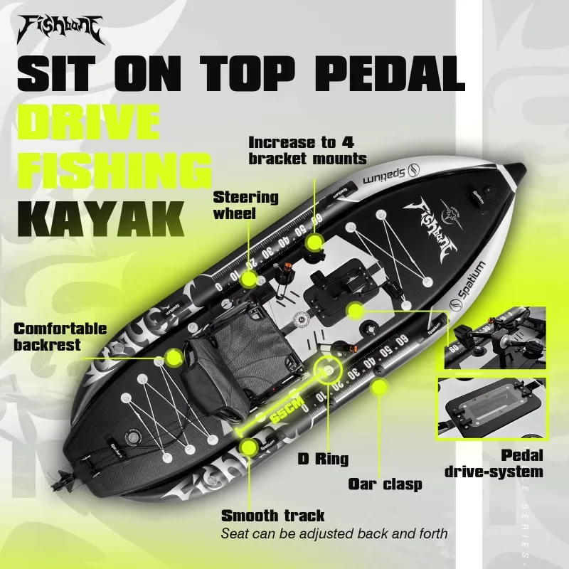 CE Certificate Single People 335cm Inflatable Fishing Pedal Kayak Effortless With Pedal System,Fishing Combination Trips