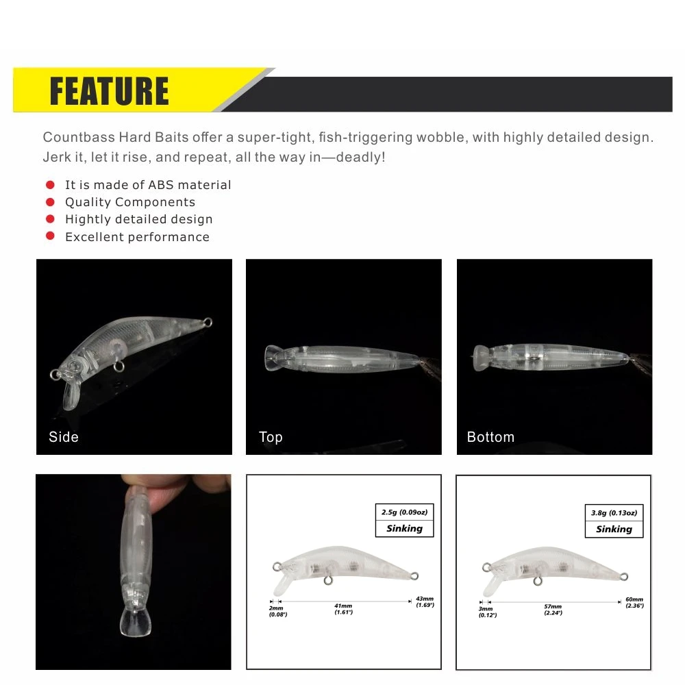 Countbass 10Pcs Blank Hard Lures 41mm/1.61\