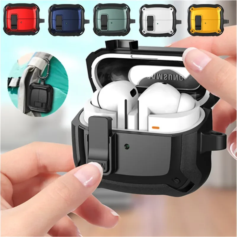 Armor Shockproof Case For Samsung Galaxy Buds 3 / Buds 3 Pro Earbuds Accessories Cover Keychain Switch Coque Capa Fundas
