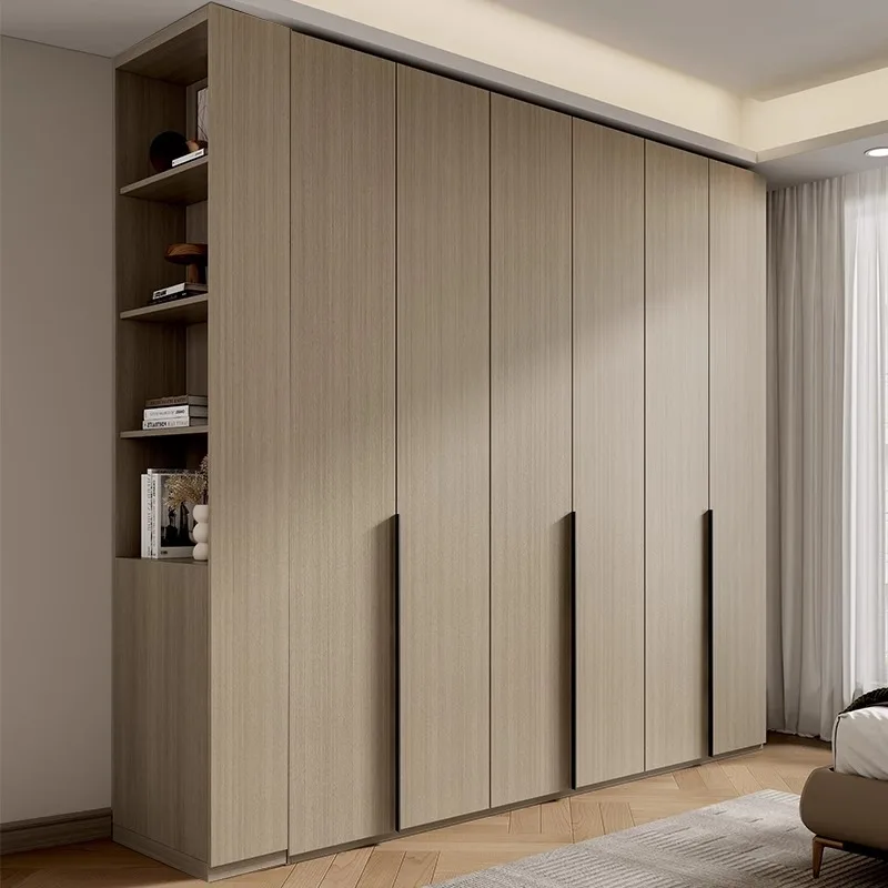 Solid wood granular board household bedroom wardrobe modern simple one-door to-top  hanging area multi-wardrobe storage c