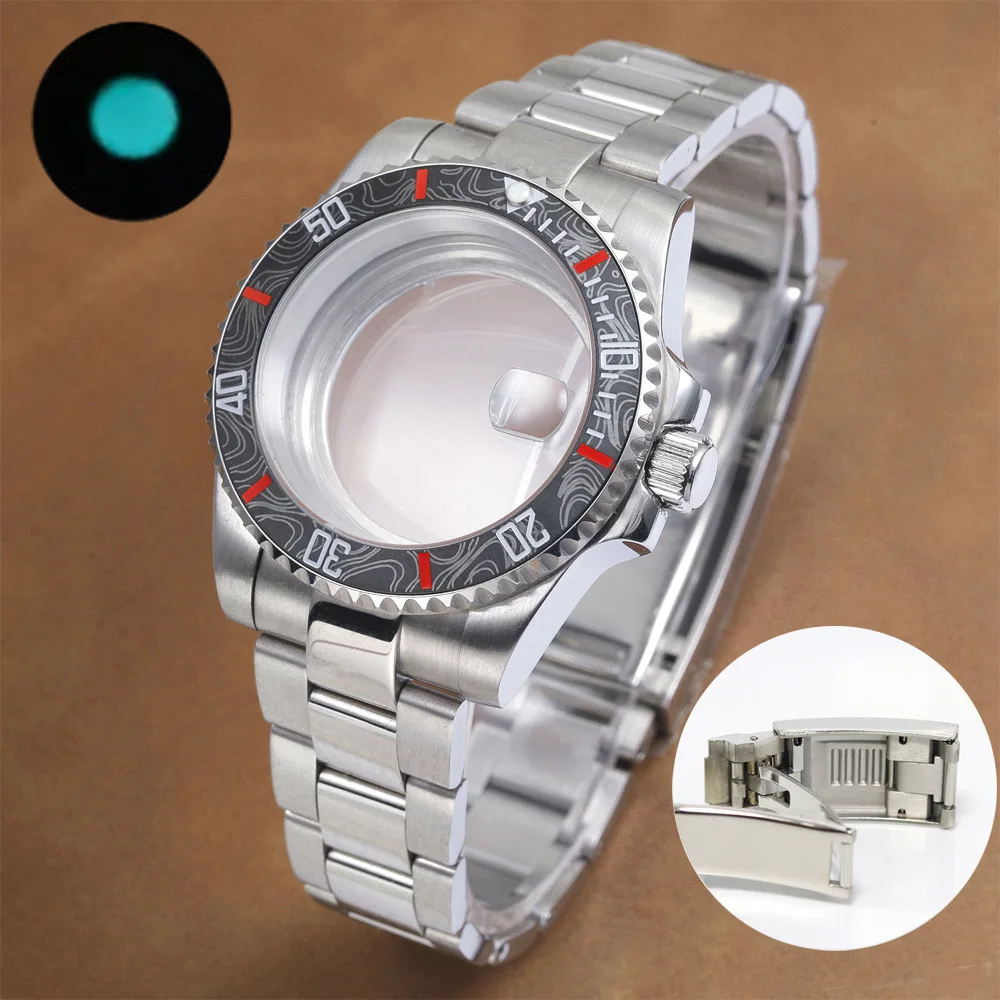 

Корпус для часов Dive Case Sapphire 40 мм, подходит для NH35, NH36, NH34, дизайн из углеродного волокна, безель, браслет Jubilee, раздвижная застежка.