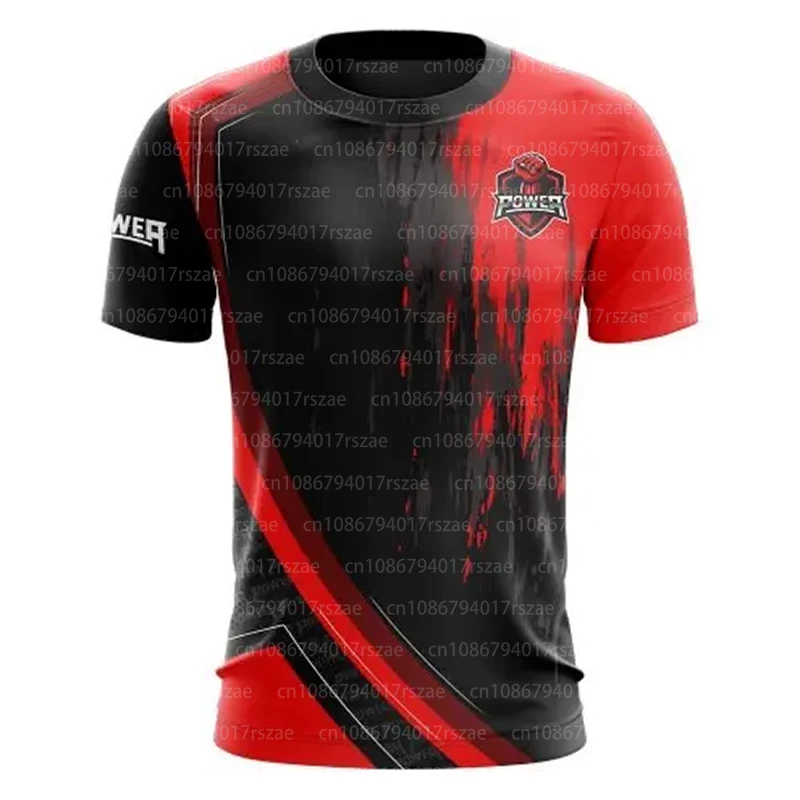 Summer 3D Print E Sports POWER Team Uniform Men Women Breathable Round Neck T-shirt Man Casual Short Sleeve Sportswear Tops