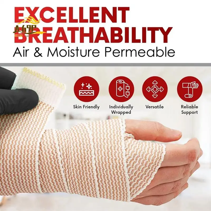 

A69P-5 Rolls Elastic Bandage Wrap - Compression Bandage With Self Closure And Extra Clips,Latex Free Bandage For Sports