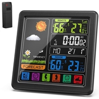 Weather Stations Thermometer Hygrometer Sensor Digital Monitor Full Touchscreen Wireless Weather Clock