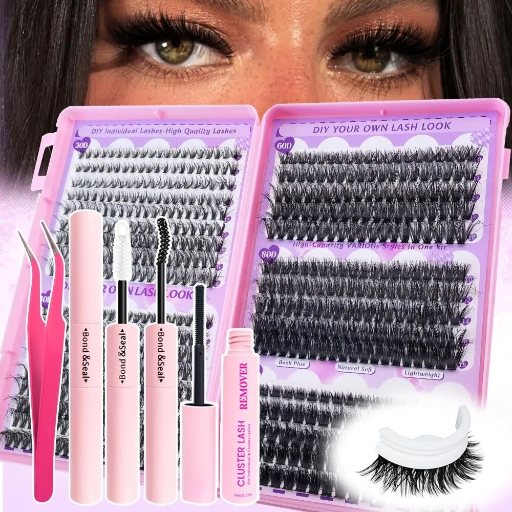 9-18mm Length False Eyelashes Bond and Seal Wispy Style 3D Faux Mink Lash Natural Look Cluster Design Eye Makeup Tools