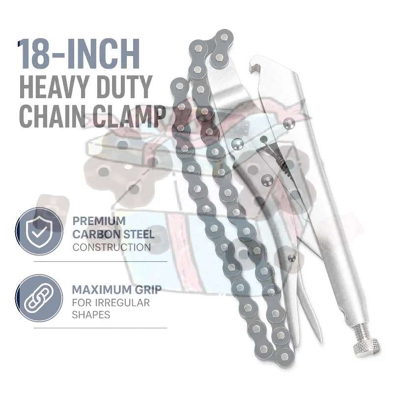 【CC】18 Inch Heavy Duty Chain Locking Pliers Carbon Steel Chain Clamp Gripping Tool For Irregular Pipe Workpiece Repair