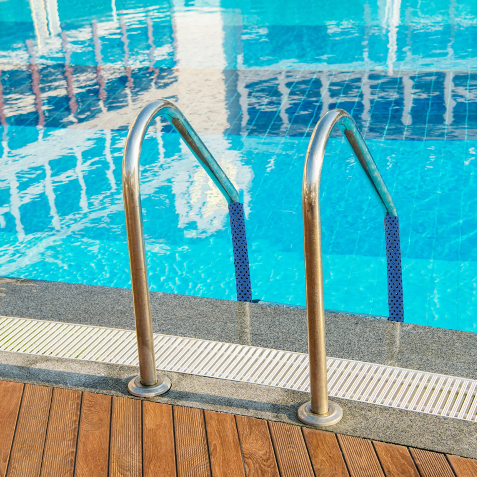 

Swimming Pool Handrail Covers Blue Anti-Slip Grip with Zipper Closure for Easy Cleaning Inground Pool Stair Handrail Cover