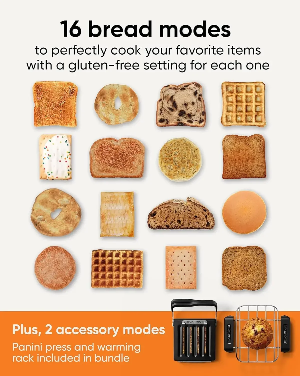 ez for R270 High-Speed Touchscreen Toaster, 2-Slice  Toaster with Patented InstaGLO Technology, No-Free Panini, 16 Bread Modes