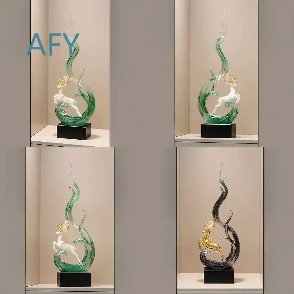 Modern Home Decor 75cm Wind Blowing Water Ornament Sculpture for Living Room Niche Entrance TV Cabinet Deer Decoration for
