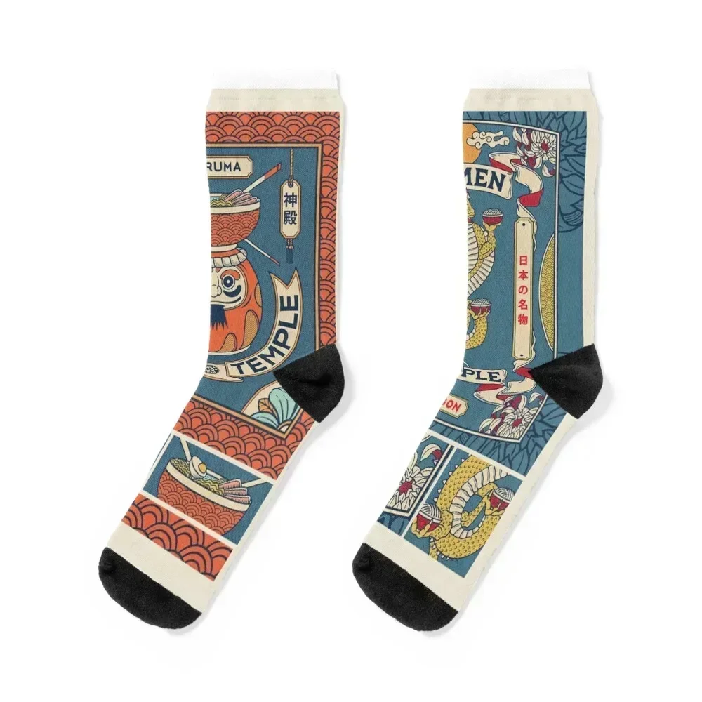 Dragon Ramen Temple Socks warm winter sports stockings new year Men's Socks Women's