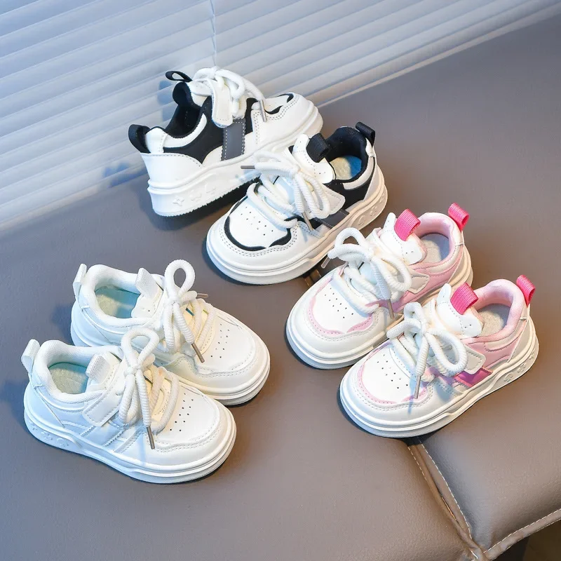 

Students Running Shoes Thick Soft Sole Boys Girls Sneakers Non-slip Hook&loop 2025 New Fashion Children Sports Shoes Comfortable