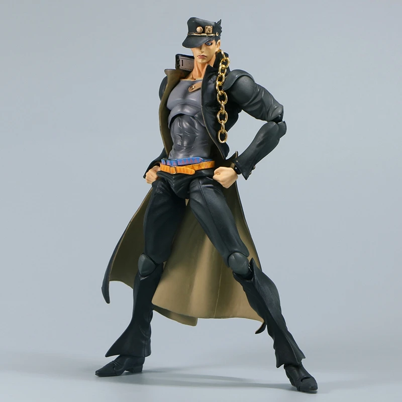 Nova figura de ação anime jojo's bizarre adventure grande kujo jotaro estrela platina actionfigure pvc modelo boneca caixa colorida presente do menino