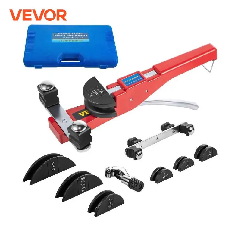 VEVOR HVAC Set di piegatori e tagliatubi manuali in rame per refrigerazione HVAC con 7 matrici 6-22mm 90 gradi in alluminio precedente strumento di piegatura