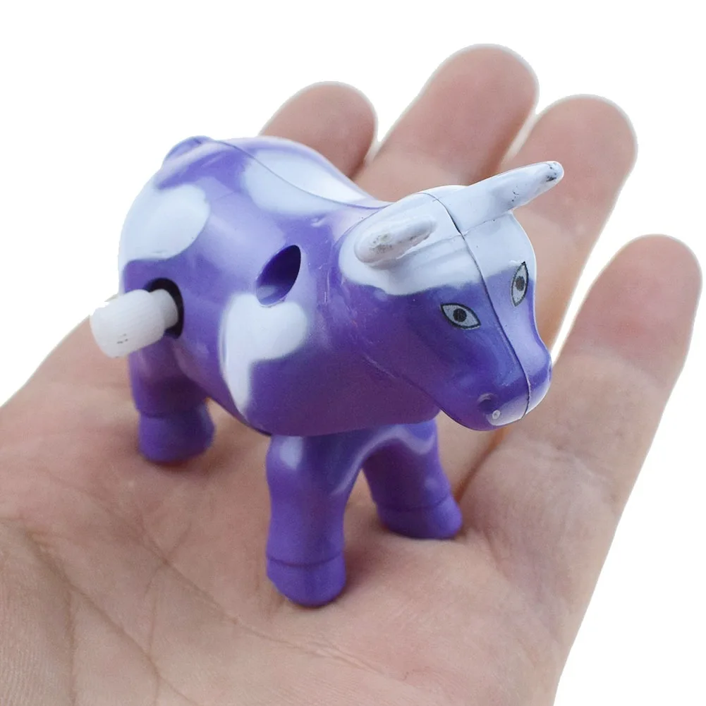 

1 Pcs Novelty Funny Wind-up Will Walk Cow Model Cartoon Animal Clockwork Toys Purple Cow Toys Children Christmas Gifts