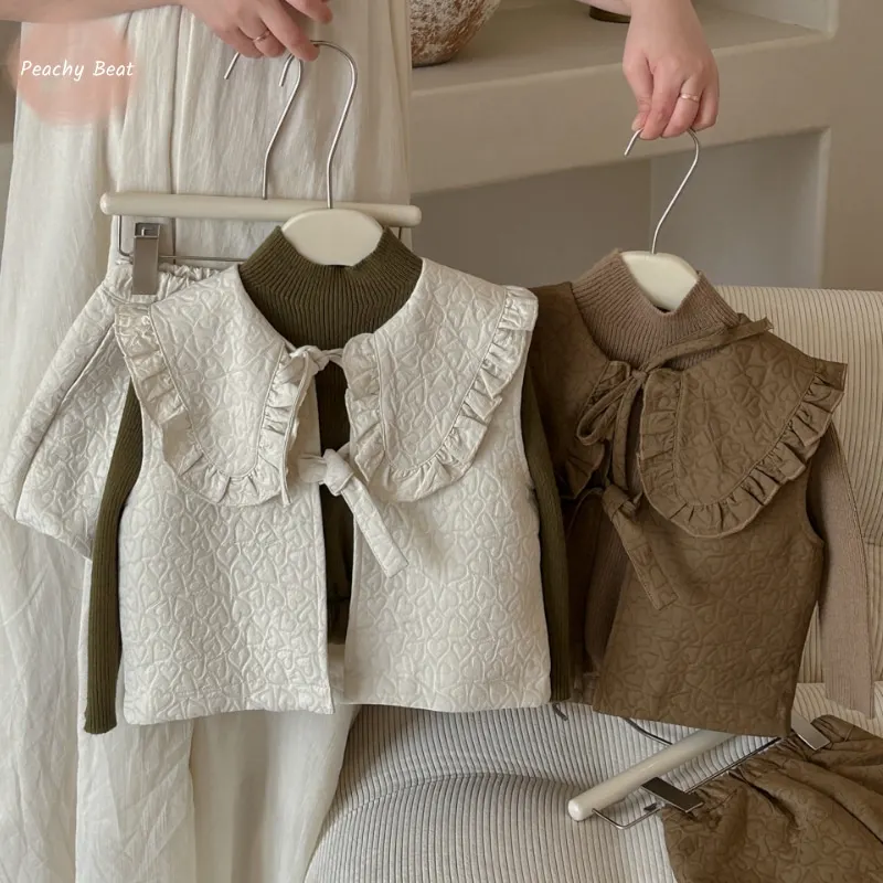 

Newborn Baby Girl Princess PU Leather Clothes Set Vest+Shorts 2PCS Infant Toddler Ruffled Strap Tank Coat Baby Clothes 18M-10Y