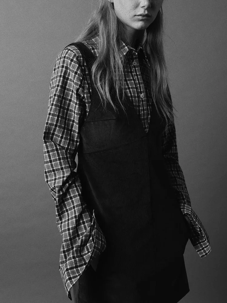 Fall New Arrival Women's Slimming Corduroy  Dr V-Ne Svel oulder Strap Gown Ele Faion Ladies' Skirt