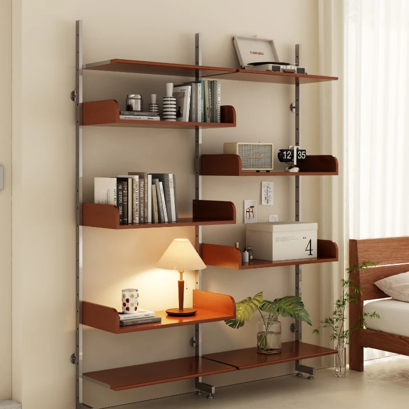 

Minimalist medieval wall system for storage, open shelf partition, Bauhaus metal solid wood