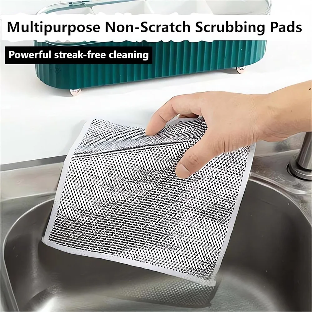 Multipurpose Wire Dishwashing Rags for Wet and Dry for Washing Dishes Chain Mail Scrubber Cast Iron, Non Scratch Scrubbing Pads