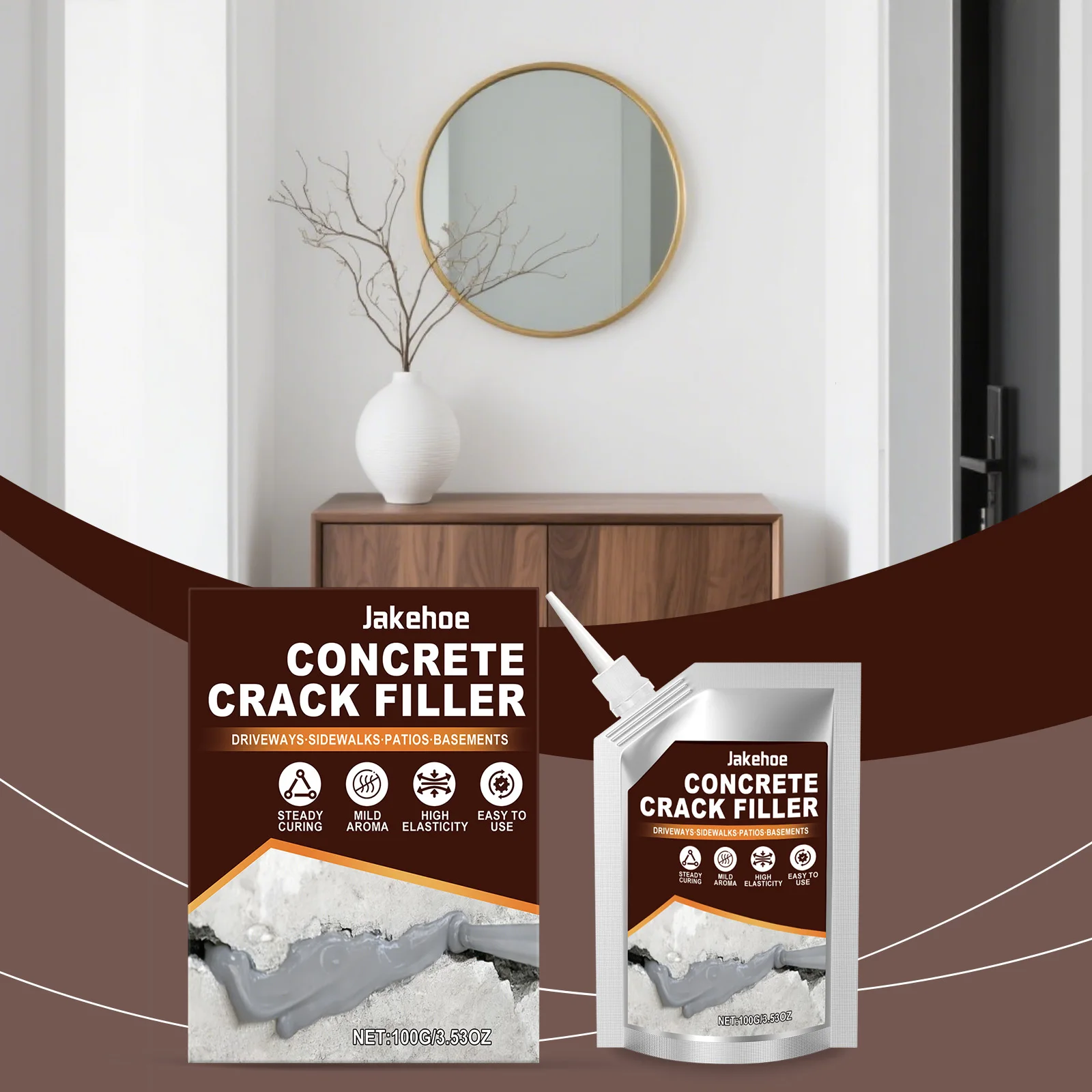 Jakehoe Concrete Crack Filler Self-Leveling Gap Sealant for Indoor Outdoor Use Repair Adhesive