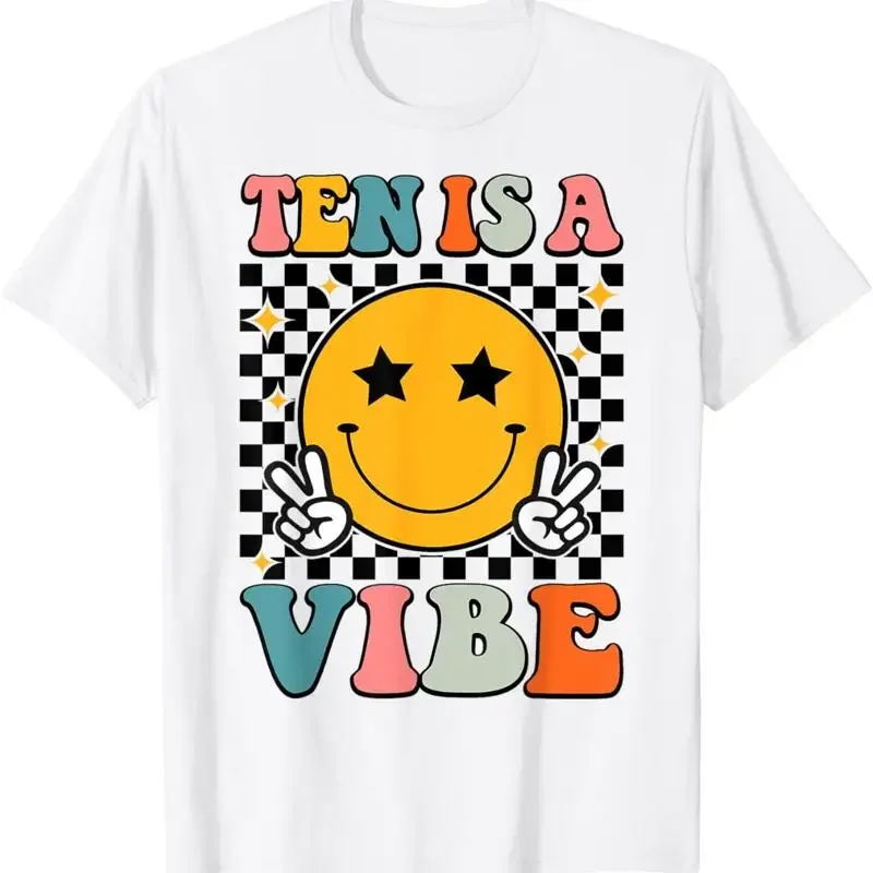 Ten Is A Vibe 10Th Birthday Groovy Boys Girls 10 Years Old T Shirt