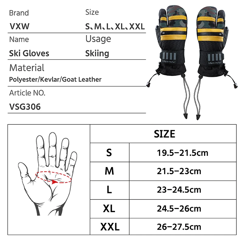 Five Finger Design Winter Ski Sport Gloves Snowmobile Snow Glove Waterproof Snowboard Gloves with Windproof Warm and Comfort