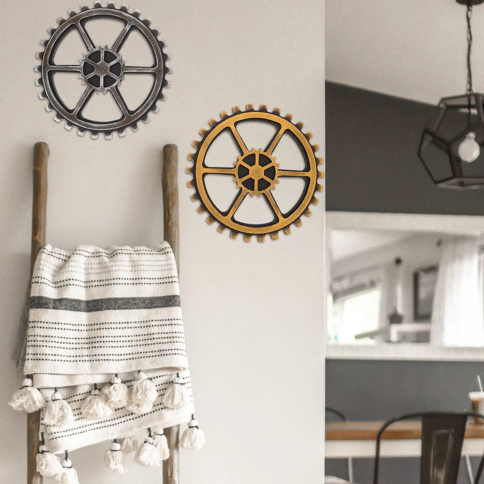 

2 Pcs Industrial Style Wall Decoration Gear Gears Home Wheel Decorate Ornaments