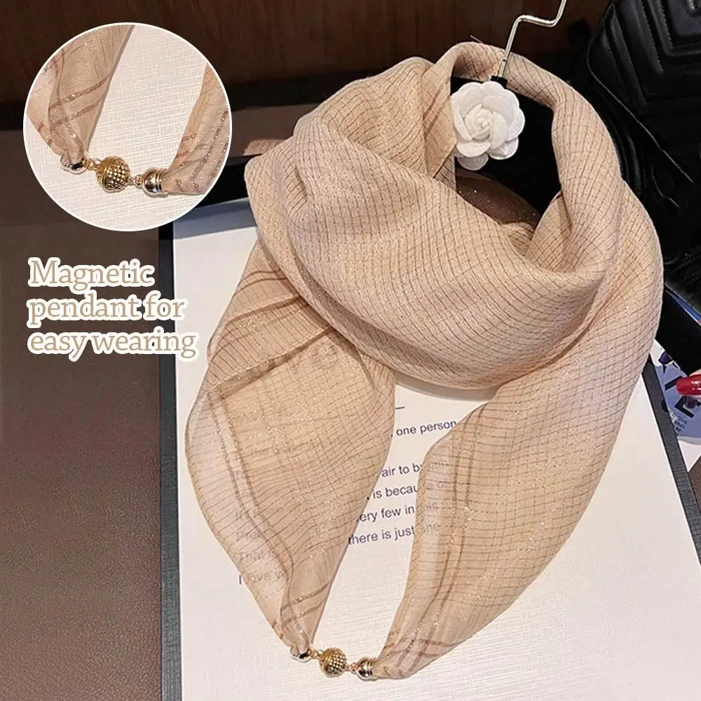 

Роскошный шелковый шарф из органзы с золотой нитью, магнитная застежка, элегантный длинный шарф-треугольник, женский тюрбан, хиджаб для женщин