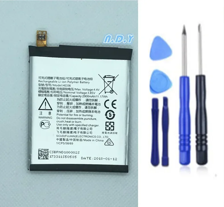 

Original HE336 2900mAh Battery For Nokia 5 Dual SIM, 5 Premium Edition Dual SIM, HMD Heart, Nokia 5, TA-1044 + Free Tools