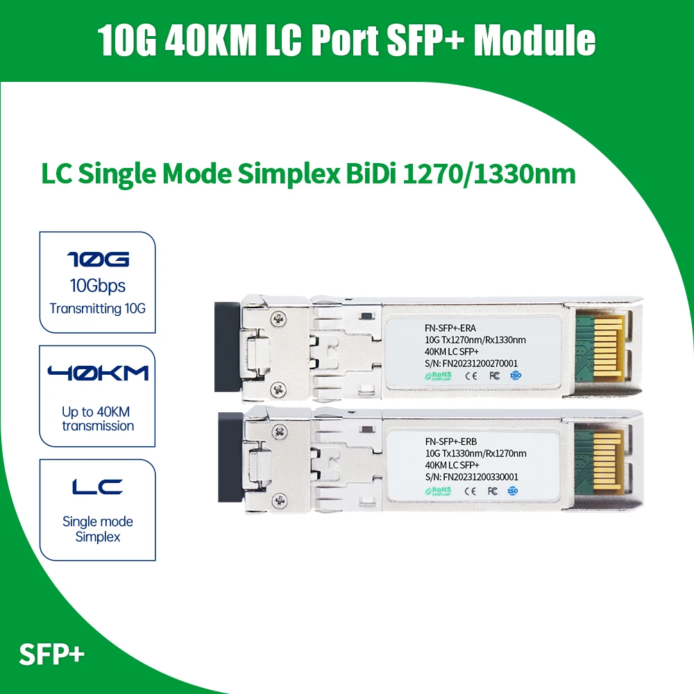 10G 40KM SFP+ Fiber Module Transceiver WDM BIDI LC Optical Fiber Module 10G 1270nm/1330nm 40km for Cisco Mikrotik