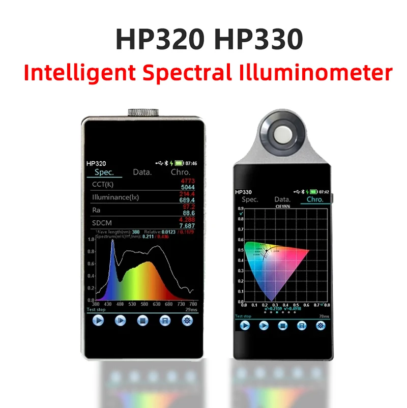 Spectrum color illuminance meter HP330 handheld spectrum analyzer 0.1-100Klx show finger color temperature wavelength irradiator