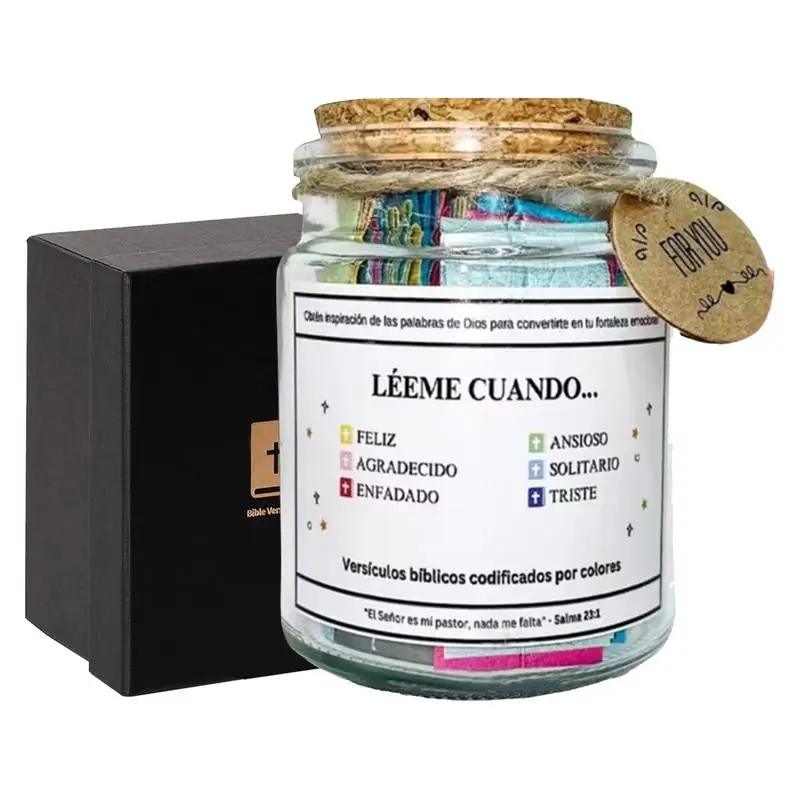 2025 Bible Verses In A Jar Multi Color Scripture Prayer Cards Hope Glass Jar Christian Gifts For Emotions And Feelings