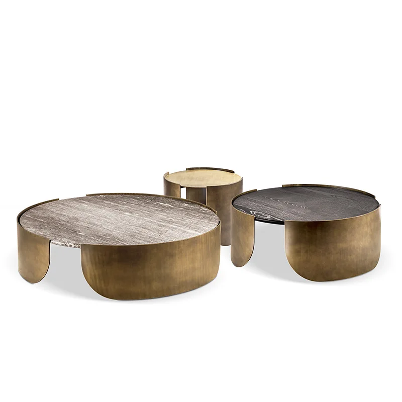

Italian style, light luxury, coffee table, round table, modern, simple, living room, high and low, combination