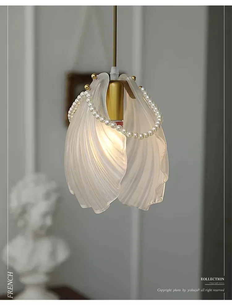 French Light Luxury Glass Pendant Light Hallway Lighting Modern Personalized Restaurant Bar Foyer Pendant Light Dimmable