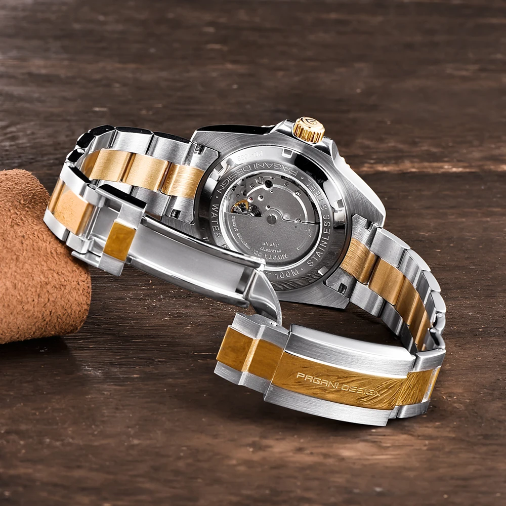 PAGANI DESIGN watch luxury gold and silver retro automatic mechanical watch men's Sapphire crystal stainless steel men's watch