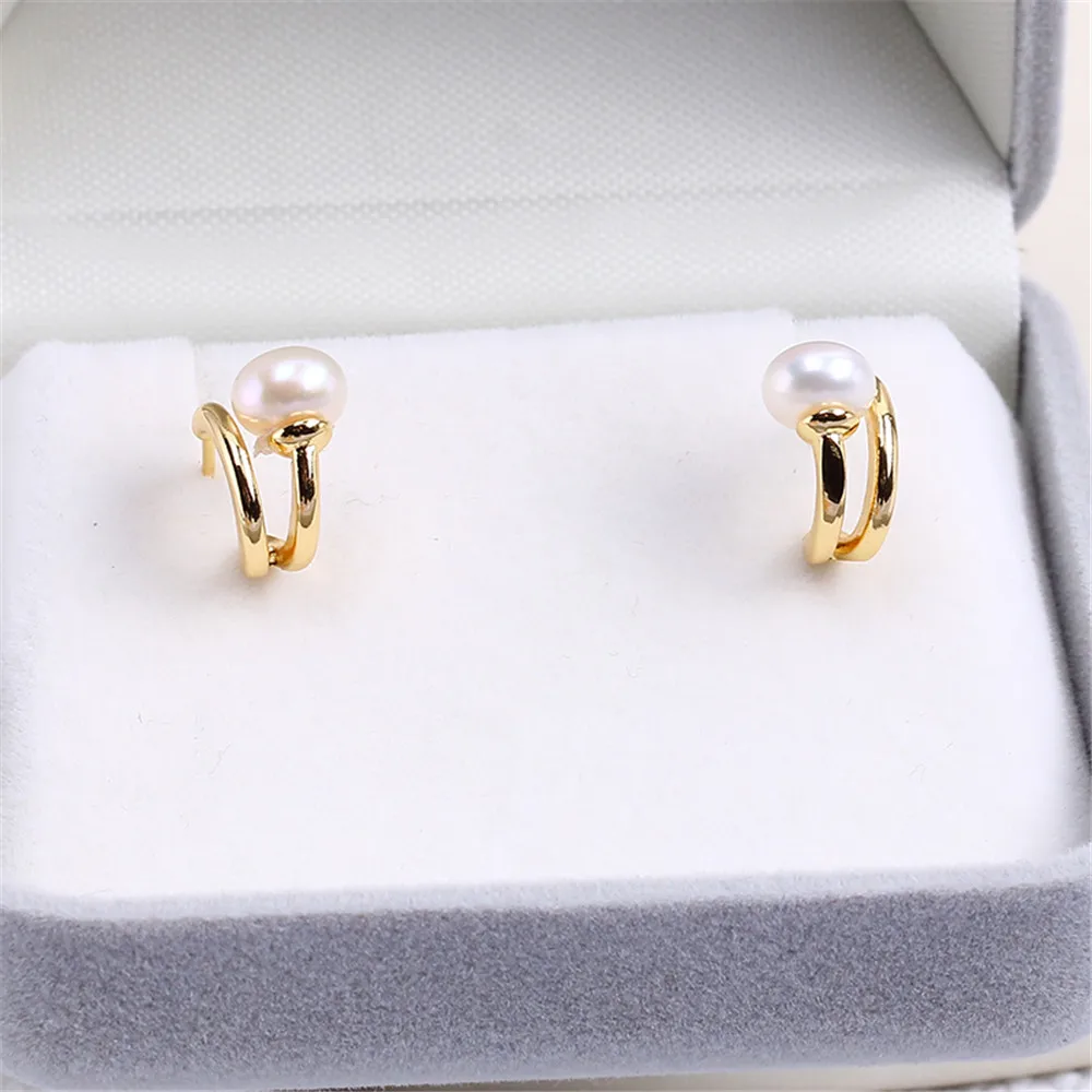 

Domestically Produced 14k Gold Plated Color Retaining Irregular Shaped Hollow Earrings, DIY Accessories, and Simple Female