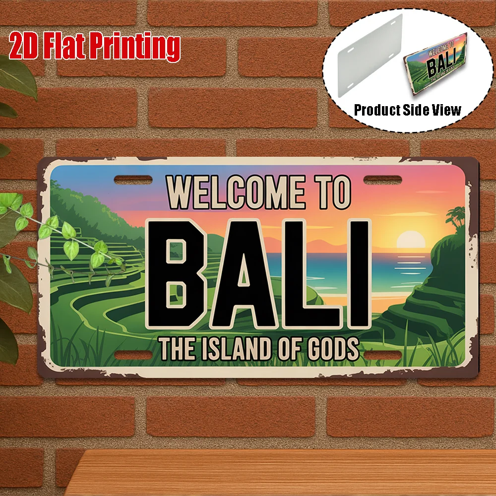 2D Flat 1pc, Vintage Metal Sign, Only for Decoration, Outdoor Wall Art, Welcome to Bali Sign