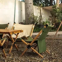 Garden Outdoor Camping Chair Solid Wood Kermit Chair Folding Stick Chair Lunch Break Back Beach Balcony Leisure