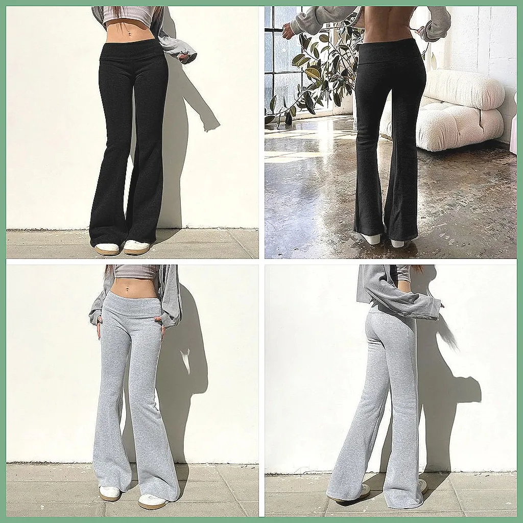 

**Women's Low Waist Flare Pants 2024, Slim Fit Solid Trousers for Streetwear** (70 characters)