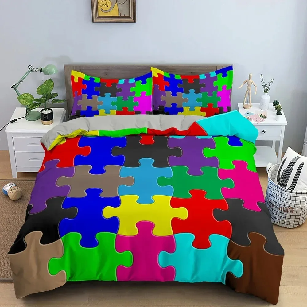 

Top 3D Print Duvet Cover Colorful Puzzle Pattern Quilt Covers For Children Single Twin Queen King Bedding Set Home Textile