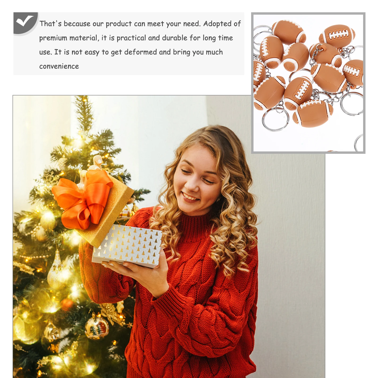 

12pcs Rugby Keychain Bag Hanging Decoration Key Holder Ring Sports Keyrings Charm Keyring For Birthday Party Favors School