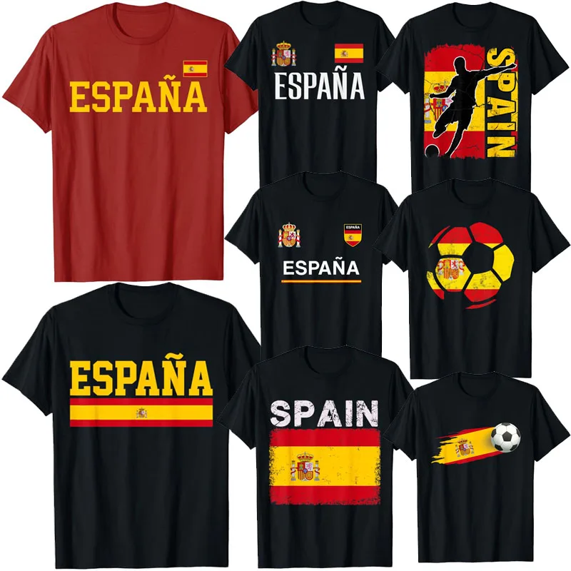 Camiseta de fútbol con bandera de España, ropa gráfica con bandera de España roja, atuendo de apoyo