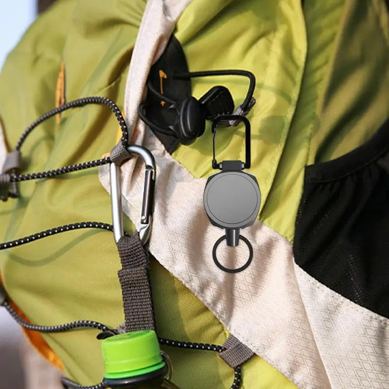 Porte-badge rétractable avec mousqueton pour homme, porte-clés d'identification avec anneau et ULen nylon 24 amarans