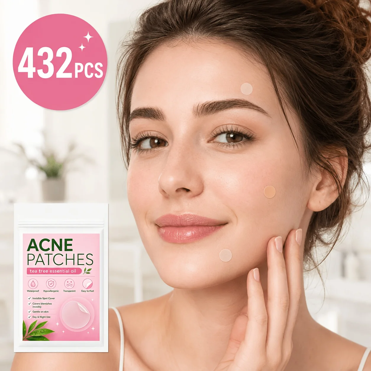 432PCS Hydrocolloid Pimple Patches, Round Transparent Face Stickers, Invisible Facial Patches for Men Women, Daily Wear