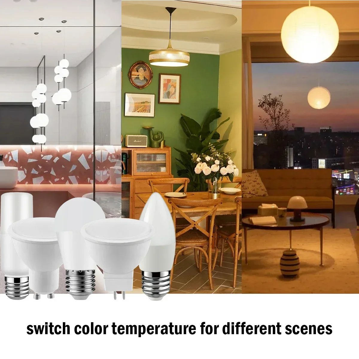 LED Smart Color Adjusted Bulb AC110V AC220V 3W-9W CCT, Memory Function, Color Temp Reset Light for Interiors Lighting