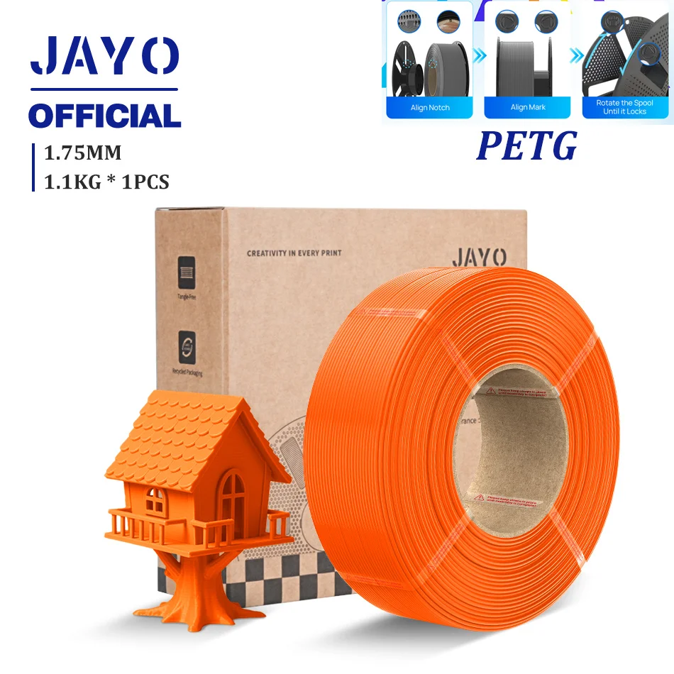 JAYO 3D-Drucker-Filament Nachfüllpack PLA/PETG/PLA+ Nachfüll-Filament 1,1 kg ohne Spule PLA-Filament für wiederverwendbare Spulen Kompatibel mit Bambu Labs