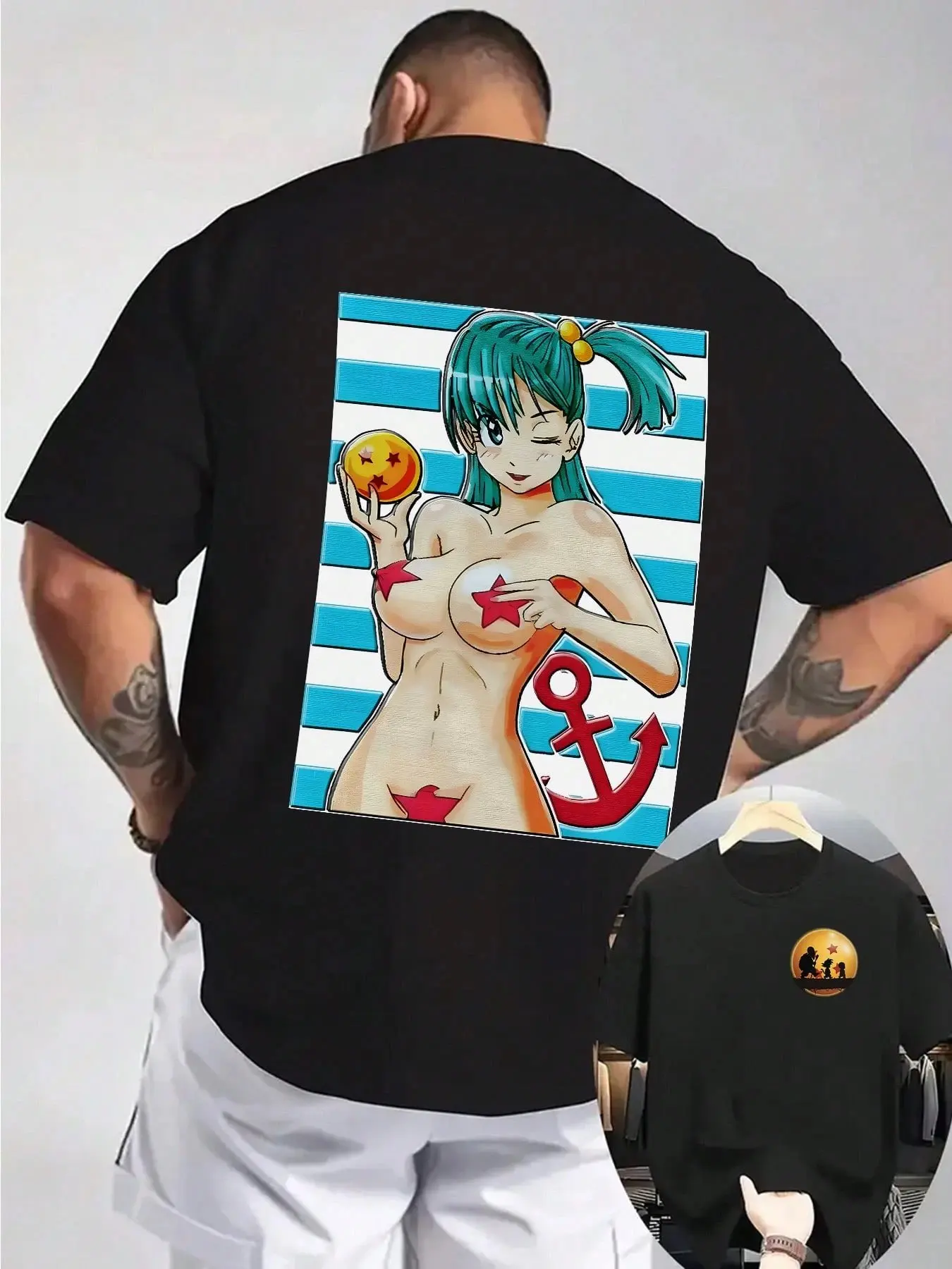 

Мужская футболка с рисунком Dragon Ball Bulma, хлопковая футболка большого размера с короткими рукавами в стиле аниме, лето 2025, модная уличная одежда с принтом аниме Y2k
